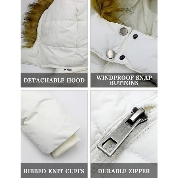 New Szory Down Jacket Women's Size L Long Puffer Parka Coat Removable Fur Hood - Picture 5 of 10